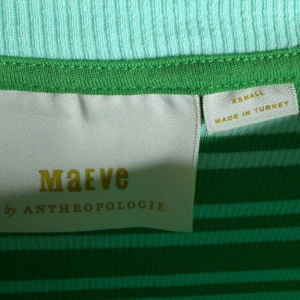 Anthropologie Maeve Striped Long Sleeve Sweatshirt size X-Small Green/Blue‎ - Picture 2 of 6